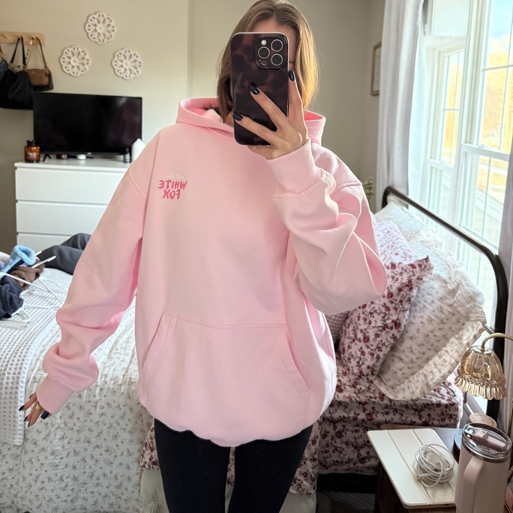White Fox Pink Hoodie